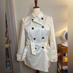 INC Vintage White Double-Breasted Women's Coat - Size XL